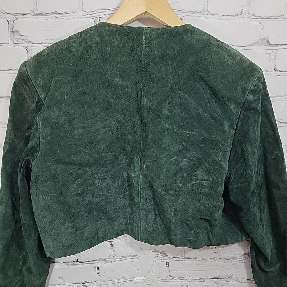 Wilson Leather Green Suede Jacket Cropped Vtg 80's Disco Womens L Large - Picture 7 of 9